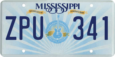 MS license plate ZPU341