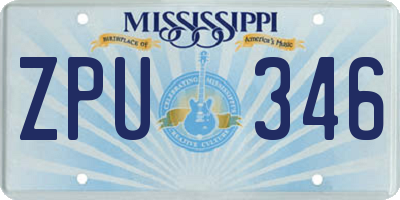 MS license plate ZPU346