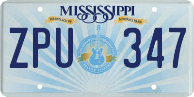 MS license plate ZPU347