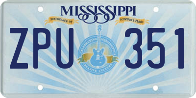 MS license plate ZPU351