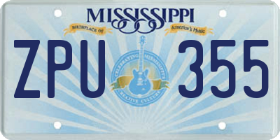 MS license plate ZPU355