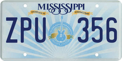MS license plate ZPU356