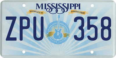 MS license plate ZPU358