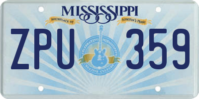 MS license plate ZPU359