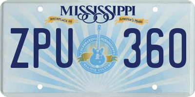 MS license plate ZPU360
