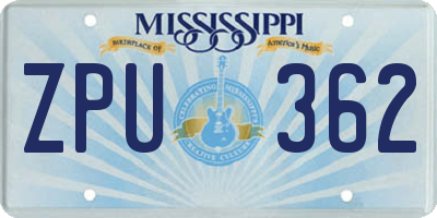 MS license plate ZPU362
