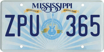 MS license plate ZPU365