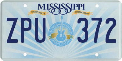 MS license plate ZPU372