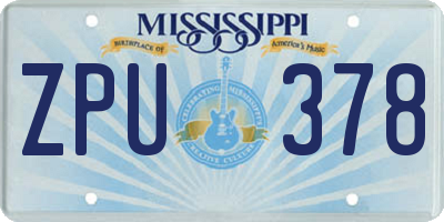MS license plate ZPU378