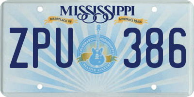 MS license plate ZPU386