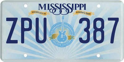 MS license plate ZPU387