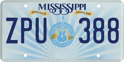 MS license plate ZPU388