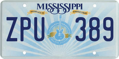 MS license plate ZPU389