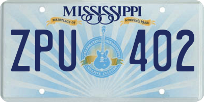 MS license plate ZPU402