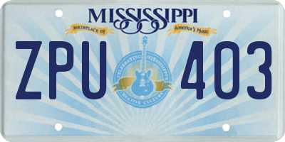 MS license plate ZPU403