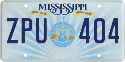 MS license plate ZPU404