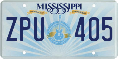 MS license plate ZPU405