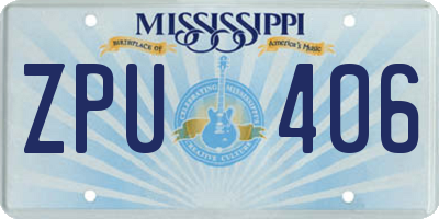 MS license plate ZPU406
