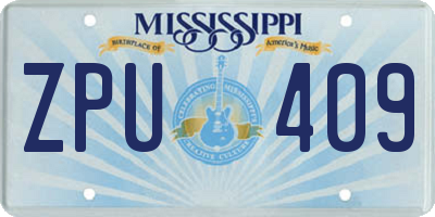 MS license plate ZPU409