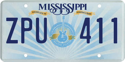 MS license plate ZPU411