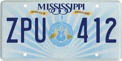 MS license plate ZPU412