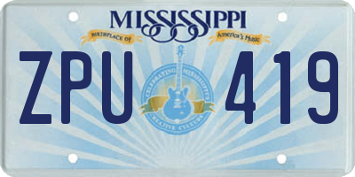 MS license plate ZPU419