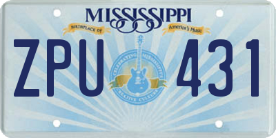 MS license plate ZPU431