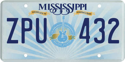 MS license plate ZPU432