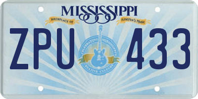 MS license plate ZPU433