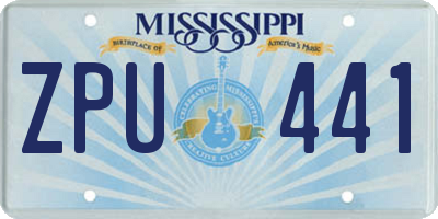 MS license plate ZPU441