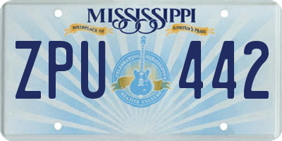 MS license plate ZPU442