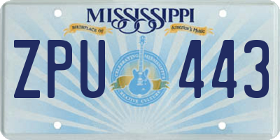 MS license plate ZPU443