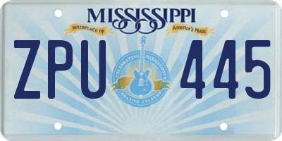 MS license plate ZPU445