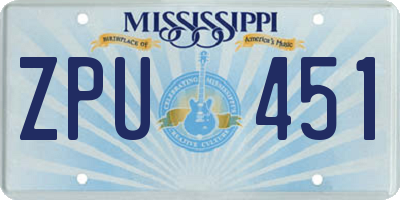 MS license plate ZPU451