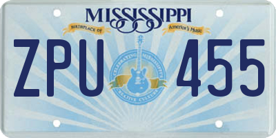 MS license plate ZPU455