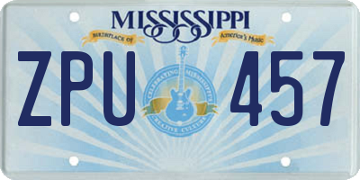 MS license plate ZPU457