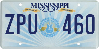 MS license plate ZPU460
