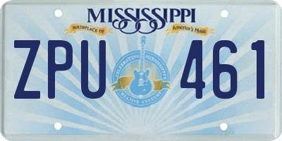 MS license plate ZPU461