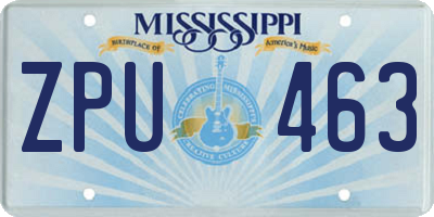 MS license plate ZPU463