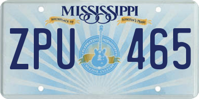MS license plate ZPU465