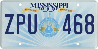 MS license plate ZPU468