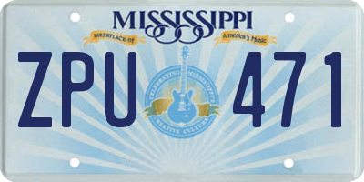 MS license plate ZPU471