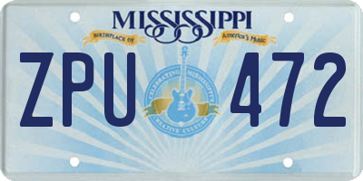 MS license plate ZPU472