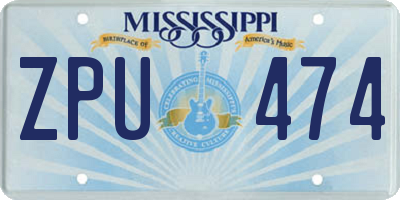 MS license plate ZPU474