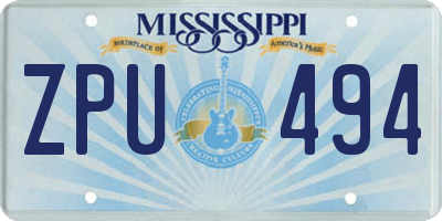 MS license plate ZPU494
