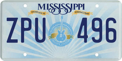 MS license plate ZPU496