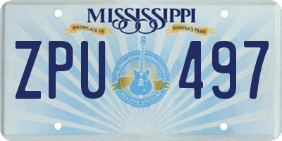 MS license plate ZPU497