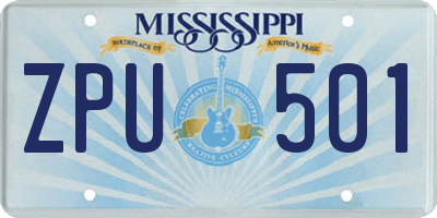 MS license plate ZPU501