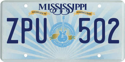 MS license plate ZPU502