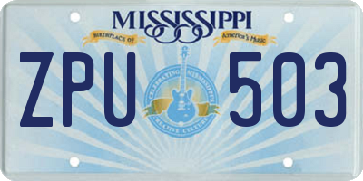 MS license plate ZPU503